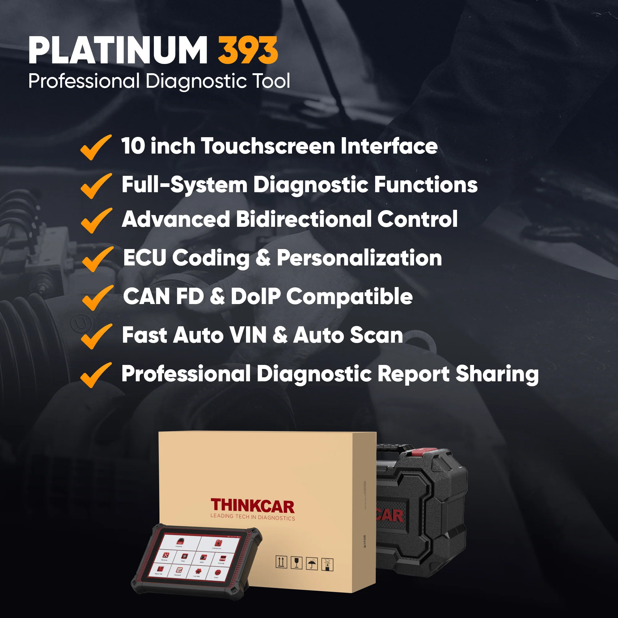 Thinkcar Platinum 393 10-Inch Automotive Diagnostic Scanner - Full System OBD2 Scan Tool with Active Test Functions - Image 5