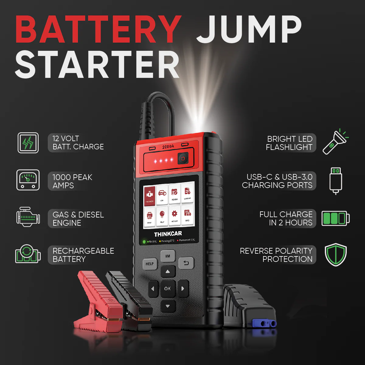 Thinkcar CJS101 (1800Mah) - Portable Vehicle Battery Jump Starter & OBD2 Code Reader Diagnostic Tool - Image 5