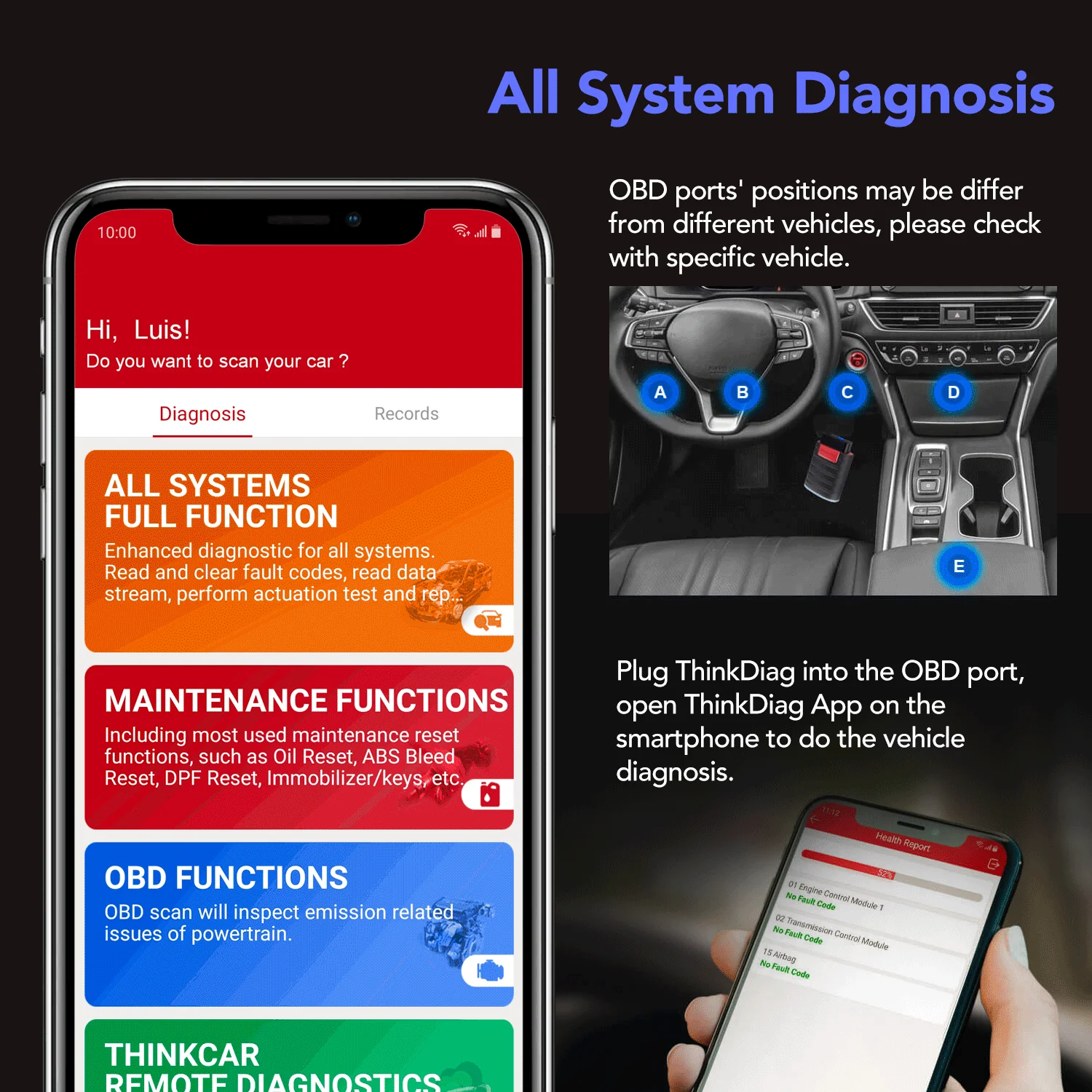 Thinkcar ThinkDiag - OE Level Diagnostic Tools OBD2 Scanner Bluetooth, All System Bi-Directional Scan Tool OE Level Diagnostic Tools - Image 11