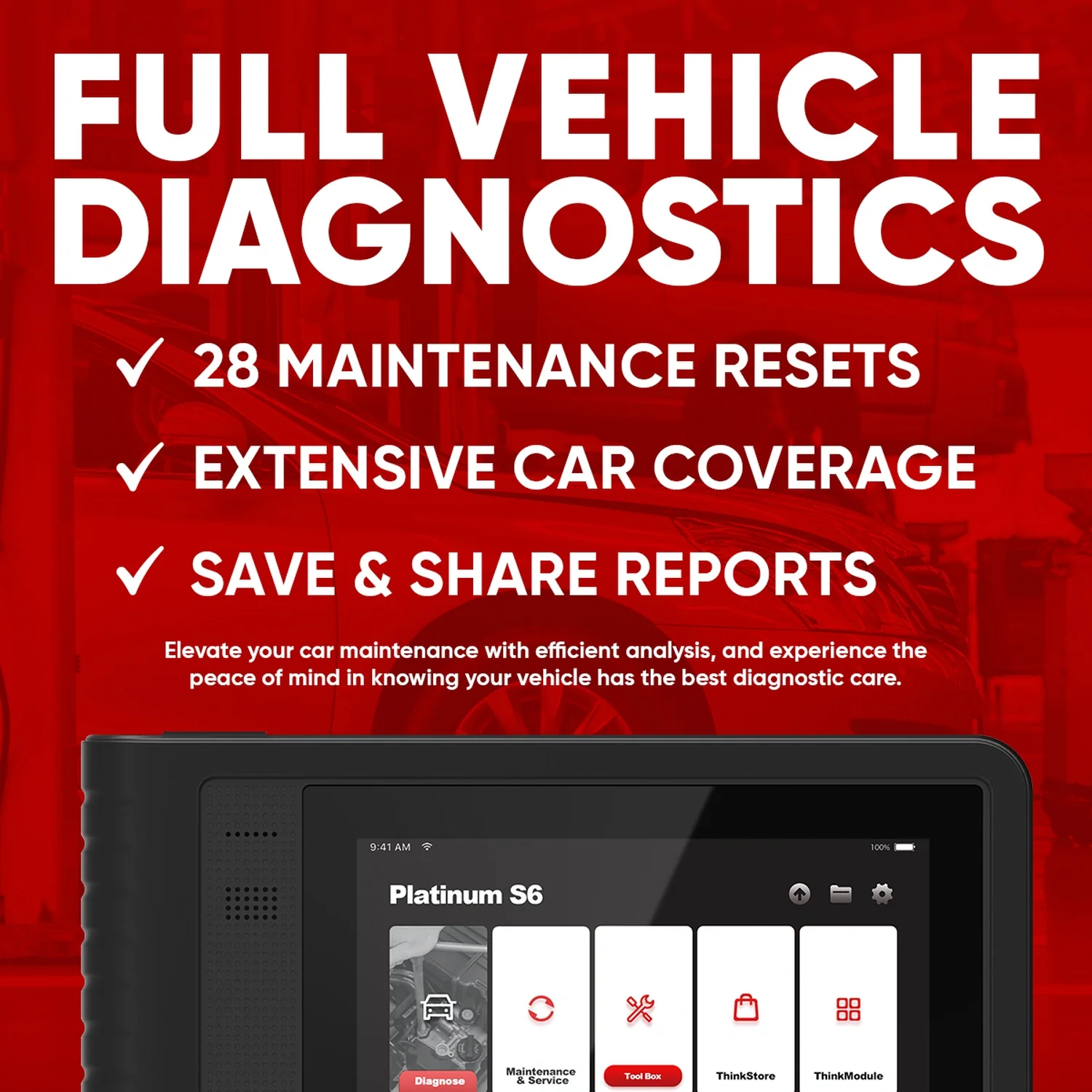Thinkcar Platinum S6 6-Inch Automotive Diagnostic Scanner - Professional OBD2 Tool with 28 Maintenance Reset Functions - Image 3